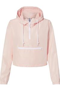 Independent Trading Co. Женская легкая укороченная ветровка с застежкой-молнией на четверть длины, цвет blush/ white zipper