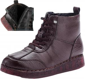 Женские кожаные ботильоны с молнией и поддержкой щиколотки, осенне-зимние, удобные, водонепроницаемые, противоскользящие, оксфорды, нарядные повседневные короткие ботинки HNEOWGN, Purple Velvet