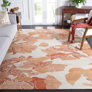 Ковер SAFAVIEH, 275 x 366 см, Tibetan Collection, Cream & Orange, ручной работы из вискозы, идеален для помещений с высокой проходимостью в гостиной, спальне (TB955C)