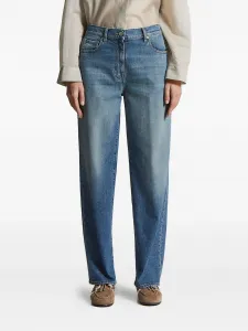 Джинсы из денима с пятью карманами и нашивкой-логотипом Peserico, синий