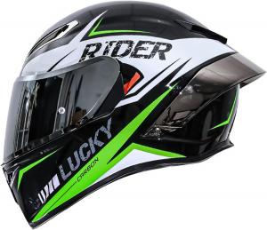 Шлем мотоциклетный Ruanlov Full Face, черный / зеленый