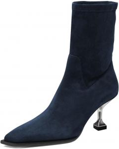 Женские стильные ботильоны с квадратным носком на шнуровке, удобный низкий каблук, для вечеринок и шопинга, короткие ботинки, размеры 4-16 США Wansseny, Dark Blue