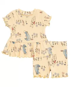 Комплект для девочки: футболка с баской и велосипедки Winnie the Pooh, желтый