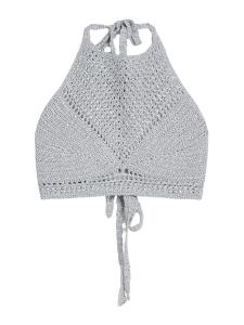 Вязаный топ Bershka, серебряный