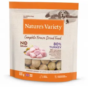 Полнорационный сублимированный корм для взрослых собак Nature's Variety с индейкой 120 гр