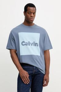 Хлопковая футболка Calvin Klein Jeans, фиолетовый
