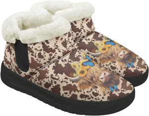 Зимние женские ботинки, удобные, теплые, с противоскользящей подошвой, мягкие утепленные ботинки до щиколотки для дома и улицы, для снега Gdxynsmny, Highland Cow