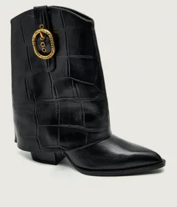 225-Сложенные кожаные ботинки в техасском стиле Kurt Geiger, черный