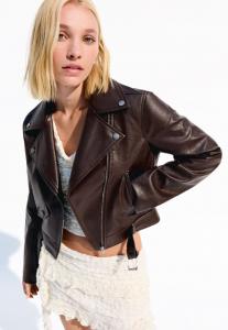 Куртка из искусственной кожи BIKER Bershka, темно-коричневый