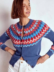 Кардиган из смесовой шерсти Edie Fair Isle Boden, Blue/Multi