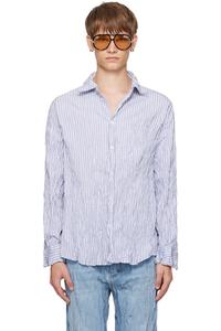 Bottega Veneta Рубашка в бело-синюю полоску из мятой хлопчатобумажной ткани