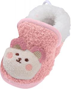 IWIHMIV Зимние плюшевые ботинки для новорожденных, детские мальчики и девочки, флисовые пинетки, теплые ботильоны, мягкие нескользящие хлопковые туфли, Pink