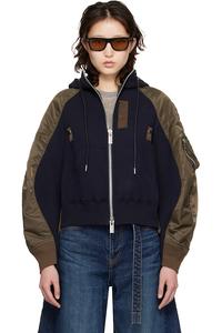 Sacai Толстовка из войлока цвета сине-хаки