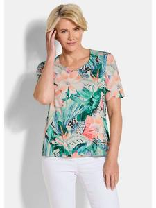 GOLDNER Блузка/рубашка из трикотажа с принтом в виде джунглей, выполненным в ярких/узорчатых тонах