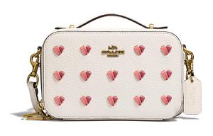 Кожаная коробочная сумка через плечо миниатюрная женская белая COACH