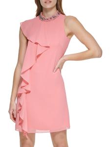 Мини-платье-футляр с бисером и оборками Vince Camuto, цвет Guava