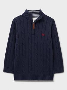 Детский хлопковый джемпер с воротником-стойкой на молнии Crew Clothing, Navy Blue