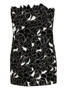 Платье мини без бретелей с цветочным принтом Costarellos, черный