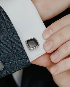 Мужские запонки-подушки из нержавеющей стали с черным ониксом Cufflinks Inc.