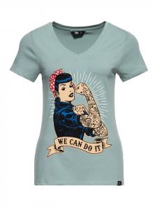 Рубашка с короткими рукавами Queen Kerosin с надписью Мы можем это сделать - зеленая тушь Queen Kerosin