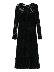 Платье миди с длинными рукавами и принтом Nissa, черный