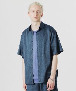 Рубашка с коротким рукавом из жаккардовой атласной ткани Loveless, цвет Blue