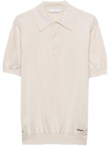 Шелковая рубашка поло Prada, нейтральный цвет