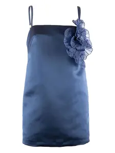 Платье-комбинация с цветочным декором Elisabetta Franchi, синий