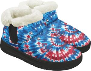 Зимние женские ботинки с меховой подкладкой, легкие ботильоны с защищенной от скольжения подошвой EVA, удобные и теплые зимние обувь Chririnla, Tie-Dye Usa