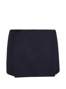 Фланелевая мини-юбка с логотипом Miu Miu, синий