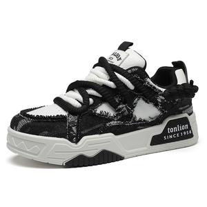 Tonlion Скользоустойчивые и дышащие мужские скейтерские кеды низкие White Black 6007, цвет White Black 6007