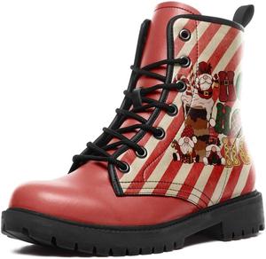 Рождественские универсальные боевые ботинки Легкие противоскользящие ботильоны на зиму для мужчин, женщин и детей постарше AWSOLE, Stripes Red Black