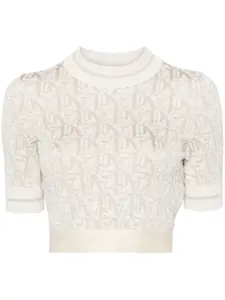 Жаккардовая футболка с монограммой PALM ANGELS, нейтральный