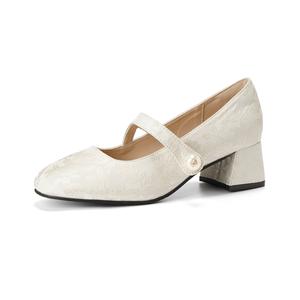 Туфли Мэри Джейн женские абрикосового цвета QITUMAUL, Apricot[Heel Height 5Cm]
