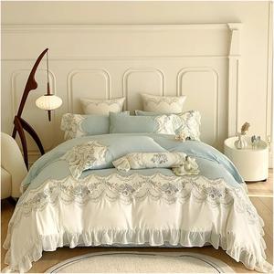 YUSIWOAL Комплект постельного белья Blue с вышивкой из египетского хлопка 1000TC Blu