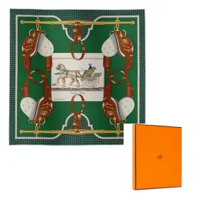 HERMES Шёлковый шарф Mulberry зелёный, Green