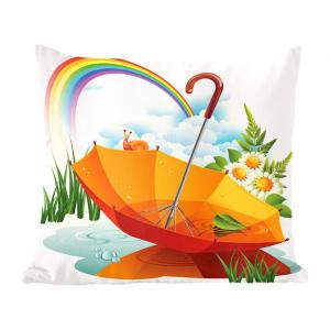 Декоративная подушка MuchoWow диванная подушка для гостиной декоративная подушка 60 х 60 см Иллюстрация оранжевого зонтика под радугой - чехол на подушку - хлопчатобумажная ткань - декоративные наволочки