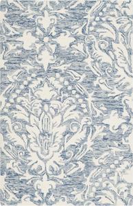 Ковер SAFAVIEH, 61 x 92 см, Blossom Collection Blue/Ivory BLM107B ручной работы из премиальной шерсти для прихожей, гостиной, фойе, спальни или кухни