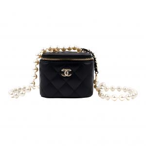 Овчинная сумка-коробка, наплечная сумка, через плечо женская черная CHANEL