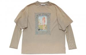 Футболка с рукавом дроп-шилдер женская грязь Acne Studios