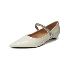 Туфли Мэри Джейн женские QITUMAUL, Ecru[Heel Height 2.5Cm]