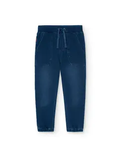 Спортивные брюки для мальчиков из джинсовой вязки со шнурком Boboli, синий