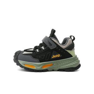 Скользоустойчивые, износостойкие, дышащие, легкие амортизирующие детские повседневные кроссовки Kids' Jeep, черный серый зеленый