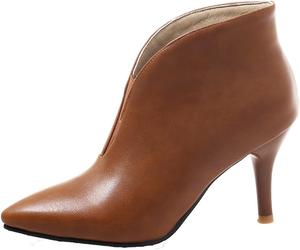 Женские элегантные ботильоны VOKLIN с острым носком, на высокой шпильке, с эластичной вставкой, короткие, Tan-Velvet Lined