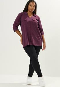 Блуза Yours Clothing Button-down blouse, Purple/Dark Purple