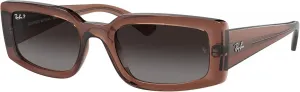 Женские солнцезащитные очки Ray-Ban Rb4395f Kiliane с низкой переносицей и квадратной формой, Transparent Brown/Grey Gradient Polarized