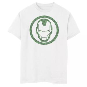 Футболка в клетку с графическим логотипом Marvel для мальчиков 8–20 лет, посвященная Дню Святого Патрика, Железного человека Marvel