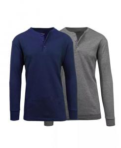 Мужская термофутболка с длинным рукавом Henley, упаковка из 2 шт Galaxy By Harvic, мультиколор