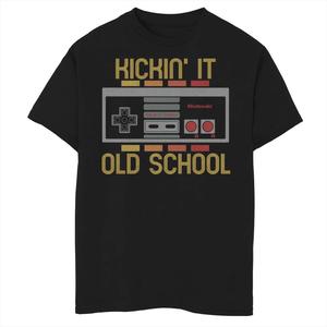 Футболка «Kickin' It Old School» в стиле ретро для Nintendo NES для мальчиков 8–20 лет Licensed Character, черный