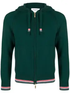 Кашемировое худи на молнии THOM BROWNE, зеленый